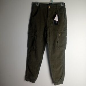 Pretty Little Thing Khaki Cord Combat Trouser Pants Size 2